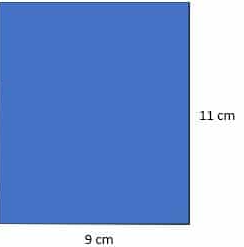 A square with a side of 9cm and another side of 11cm