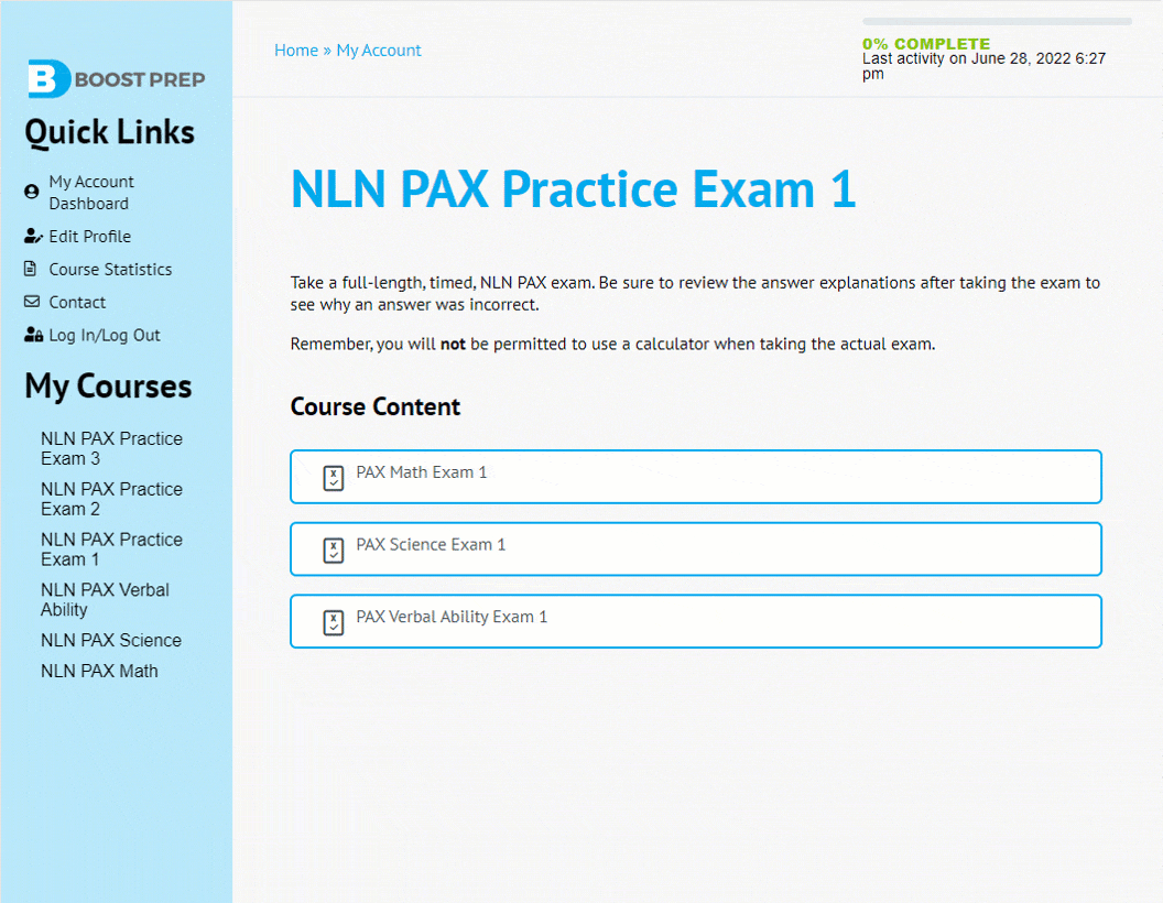 NLN PAX Test Prep PAX Study Guide and Practice Exams BoostPrep