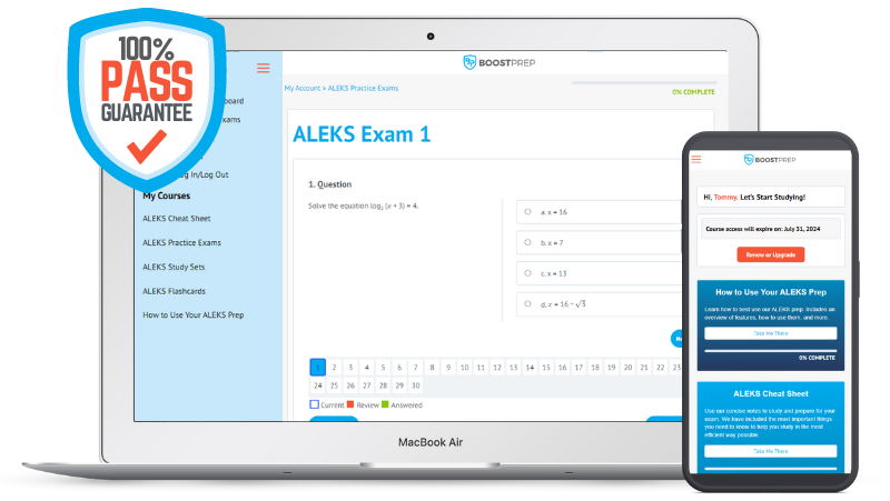 An image showing the BoostPrep ALEKS math prep course