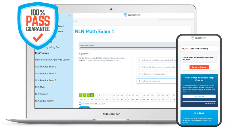 An image showing an example of the BoostPrep NLN NEX prep course